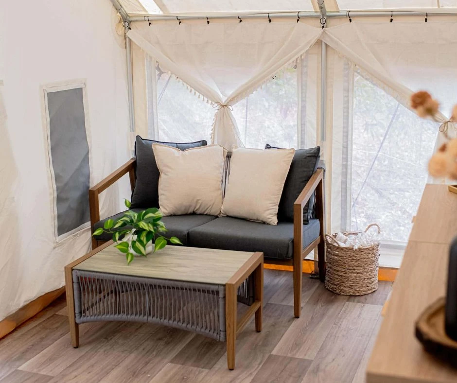 Canopy lounge sofa — Outside Inn Campground, Santee SC