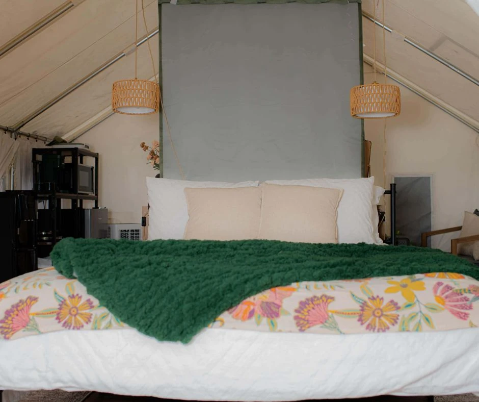 Canopy queen bed — Outside Inn Campground, Santee SC