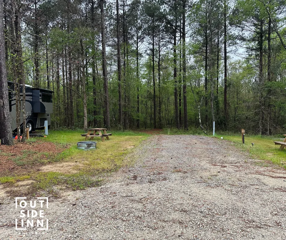 Wooded campsite rv at Outside Inn Campground, Santee SC